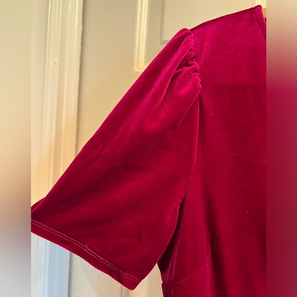 NWT 🩷Velvet, Fushia, Short Sleeve, Knee Length Dress by WILD FABLE, Back Zipper - Picture 3 of 8